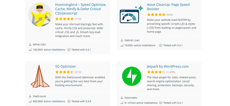 Plugins zur Beschleunigung von Websites