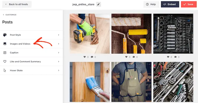 Gömülü bir Instagram akışının çözünürlüğünü değiştirme Changing the resolution of an embedded Instagram feed