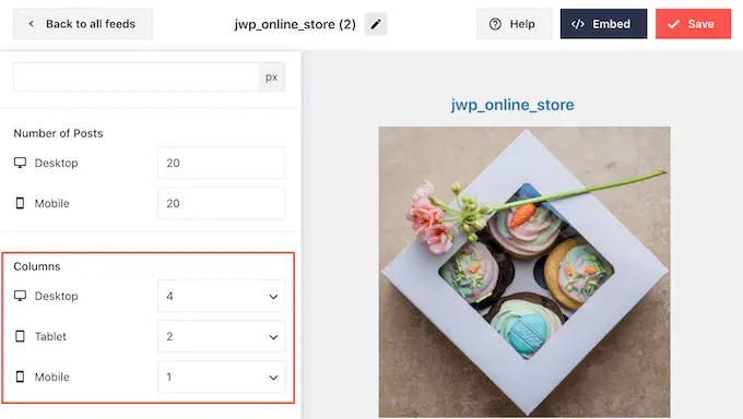 Özel bir Instagram akışında farklı sayıda sütun gösteriliyor Showing a different number of columns in a custom Instagram feed