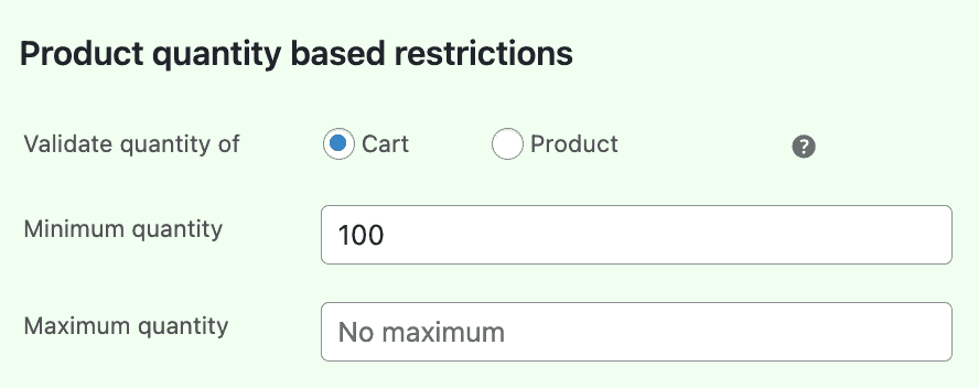 restriction de quantité pour le panier