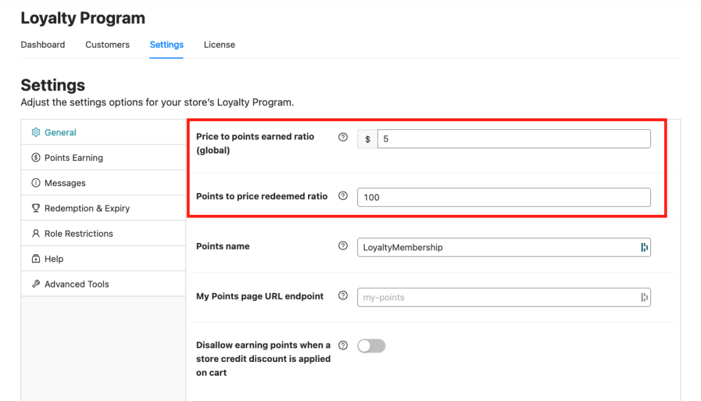 Loyalty Program general settings