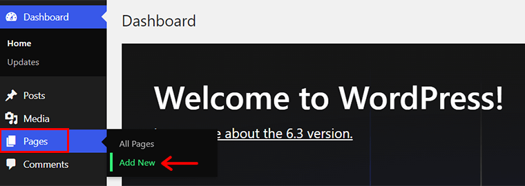 添加新页面 - 在 WordPress 网站上接受捐赠