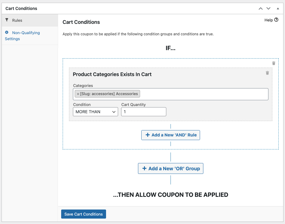 "Product Category Exists In Cart" cart condition 