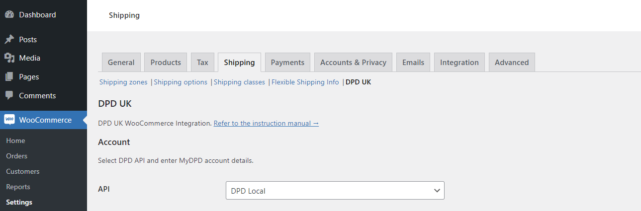 DPD UK プラグイン設定