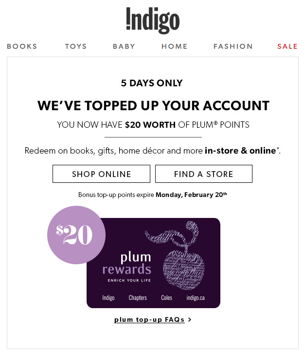 Loyalty points email blast