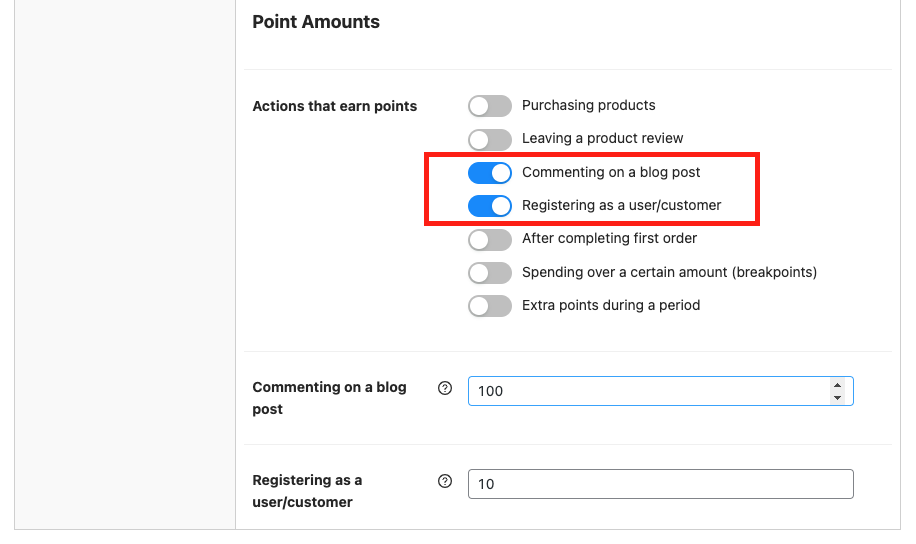 Non-purchase action fields