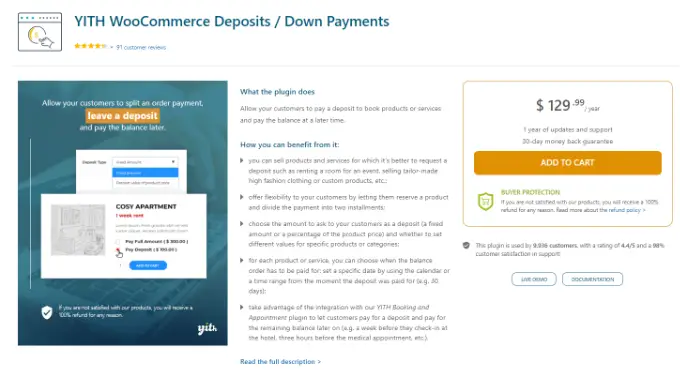 YITH WooCommerce는 계약금을 입금합니다. YITH WooCommerce deposits down payments