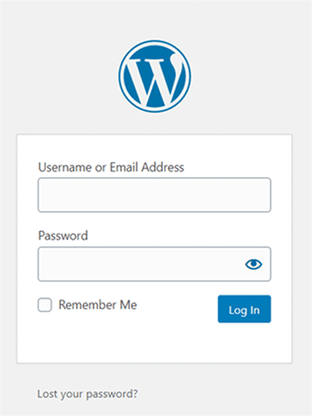 Zone de connexion de l'administrateur WordPress
