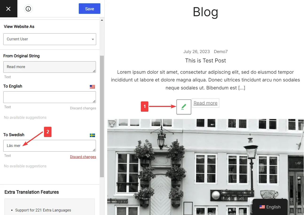 Baca waktu terjemahan konten langsung menggunakan plugin TranslatePress WordPress