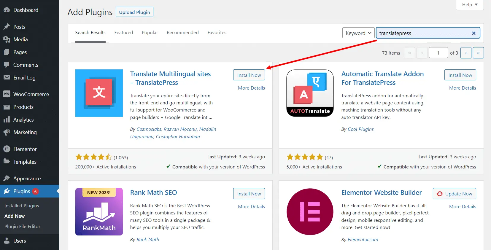 Menginstal TranslatePress untuk terjemahan tema WordPress