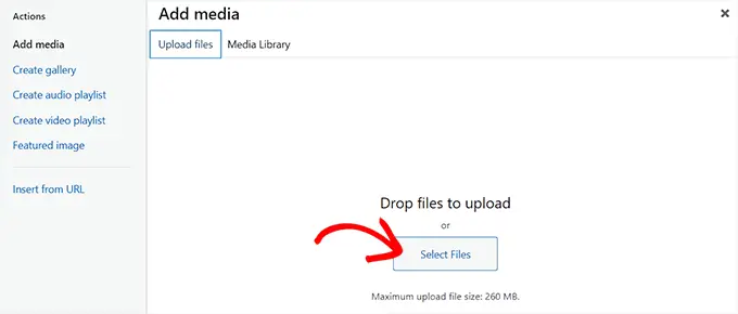 在经典编辑器中上传图像文件 Upload image file in the classic editor
