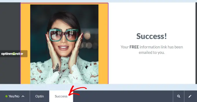 是/否活動的完成成功視圖 Edit the success view