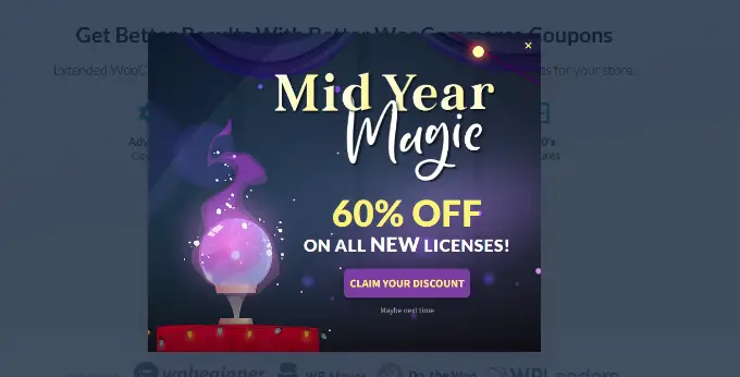 高級優惠券中“是/否”選項的範例 Discount offer on advanced coupons