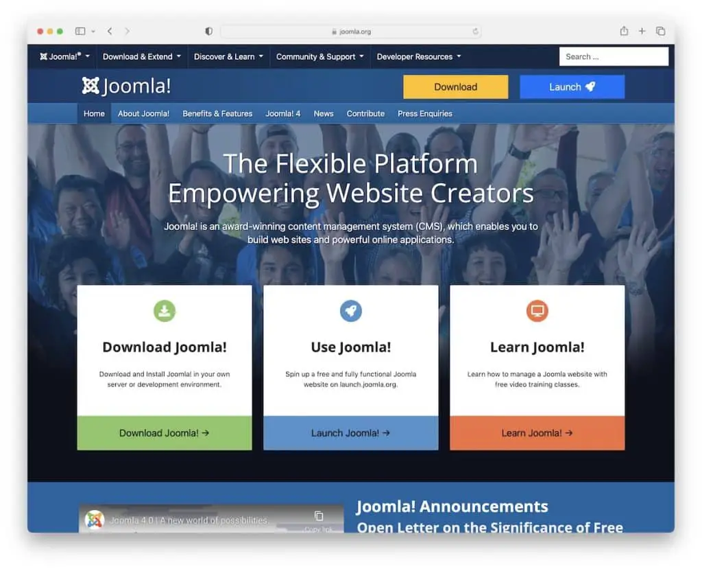конструктор сайтов с открытым исходным кодом на Joomla