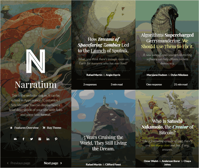 Tema WordPress Narratium pentru scriitori