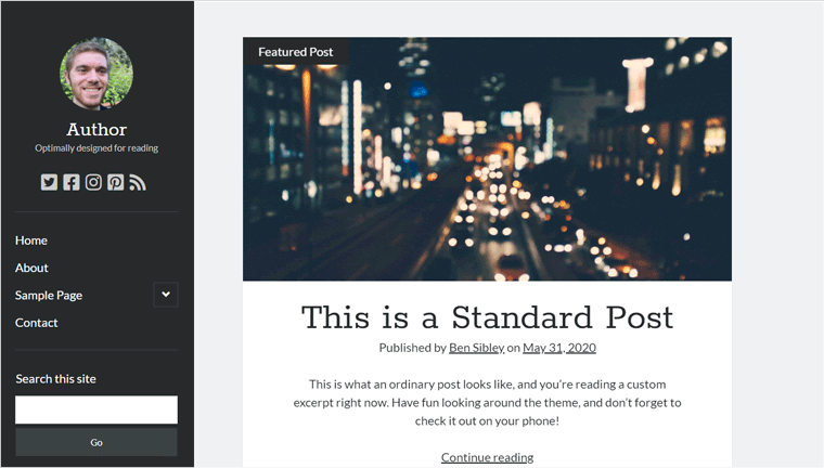 Autorul temei WordPress