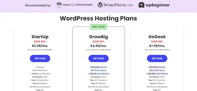 Plany hostingowe SiteGround SiteGround's hosting plans