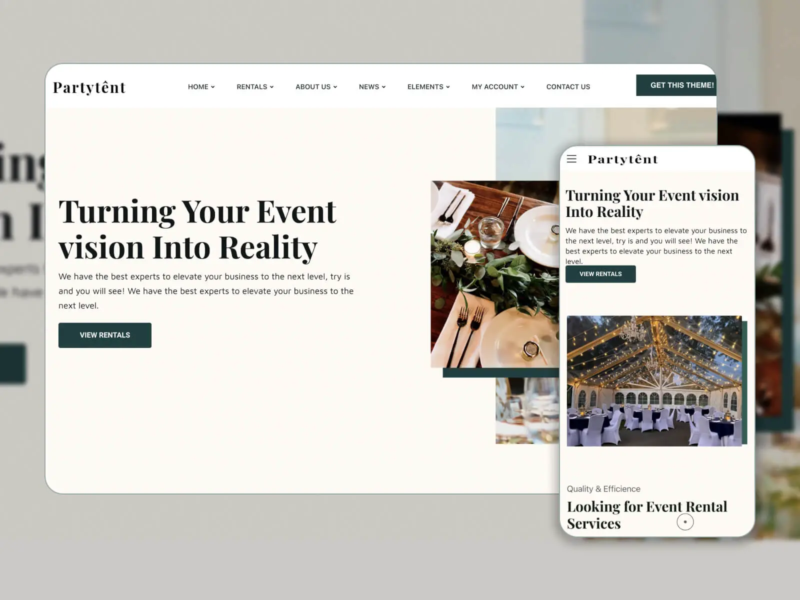 Imagen de Partytent: tema de WordPress moderno y adaptable a dispositivos móviles para sistemas de reservas en línea en gradaciones de color gris oscuro, gris oscuro, plateado, nieve y gris pizarra oscuro