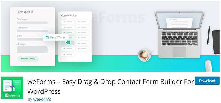 Plugin de formulaire de contact glisser-déposer weForms