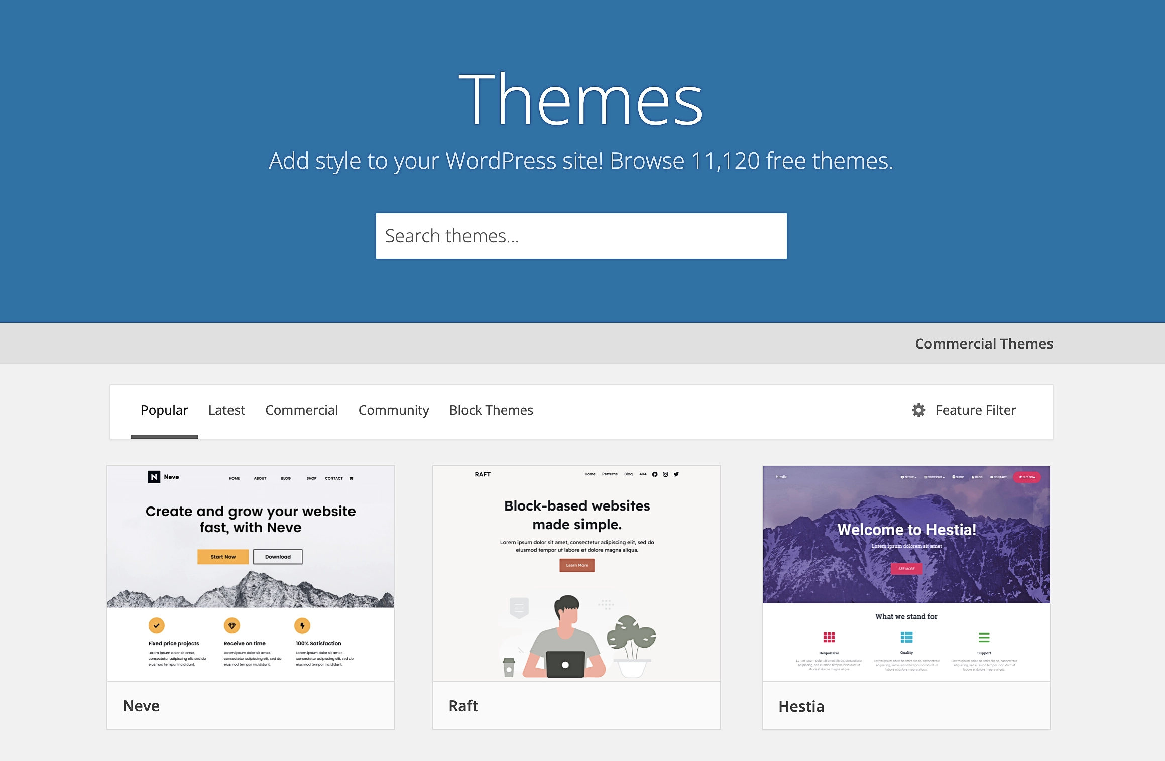 Das offizielle WordPress-Theme-Repository.
