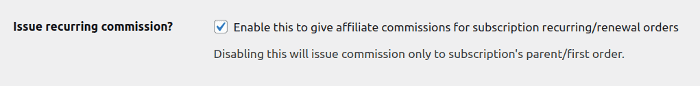 configuración de comisión recurrente