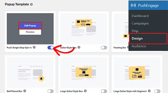 Choisissez un modèle de popup Choose popup template