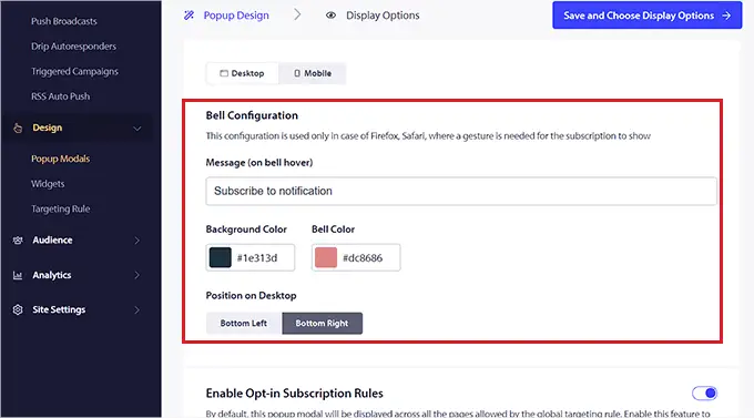 Configurer la conception des popups Configure popup design