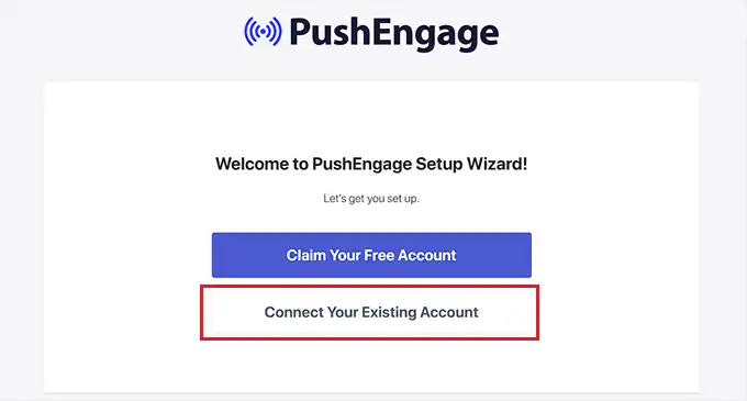 Cliquez sur le bouton Se connecter à votre compte existant Click Connect to your existing account button