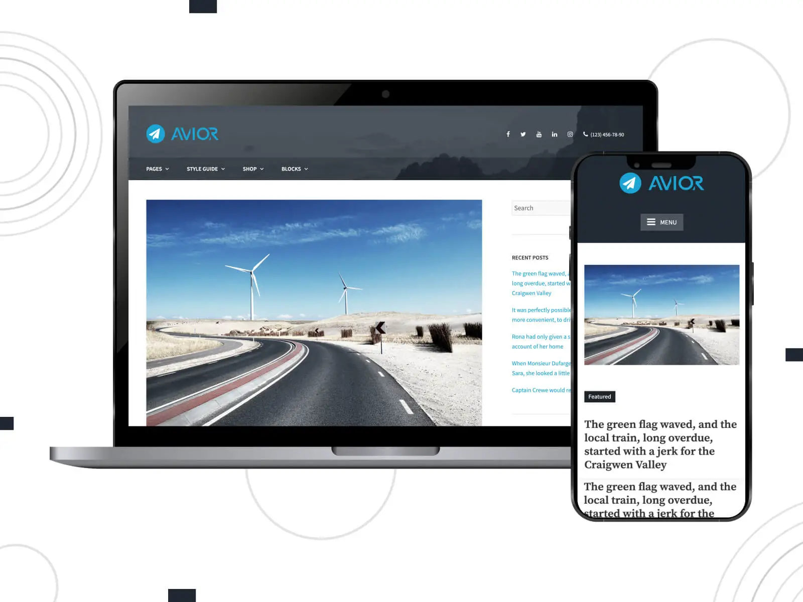 Zdjęcie Avior — przejrzysty motyw WP z układem w stylu magazynu, idealny dla platform informacyjnych w gradacji kolorów stalowoniebieskiej, szarej, chabrowej i błękitnej