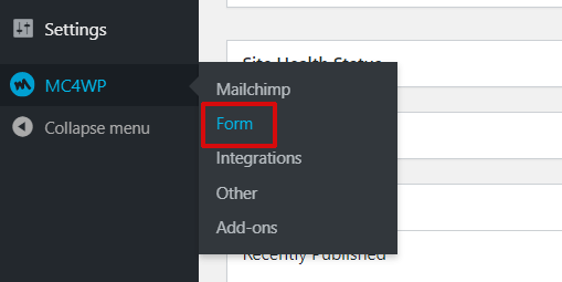 WordPress Form Seçeneği için Mailchimp
