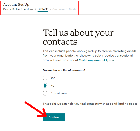 Mailchimp'te Kişi Bilgilerini Girin