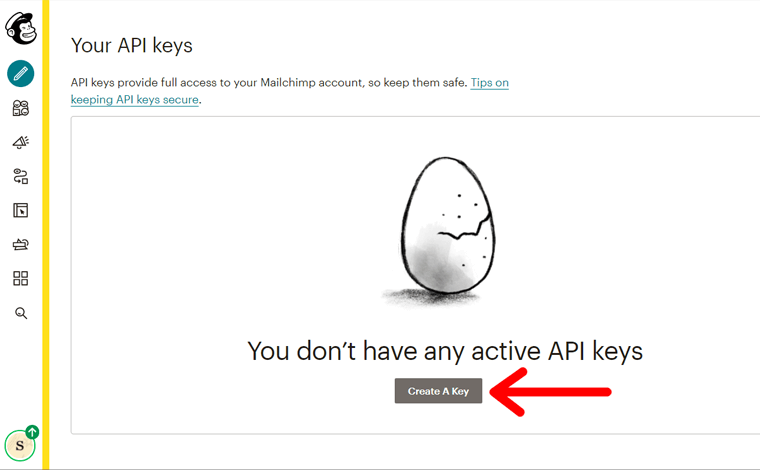 Mailchimp'te bir API Anahtarı Seçeneği Oluşturun