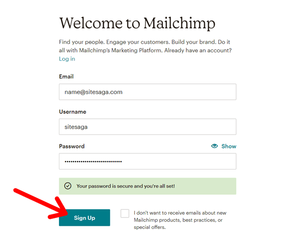 Mailchimp E-posta Pazarlama Hesabı Oluşturun