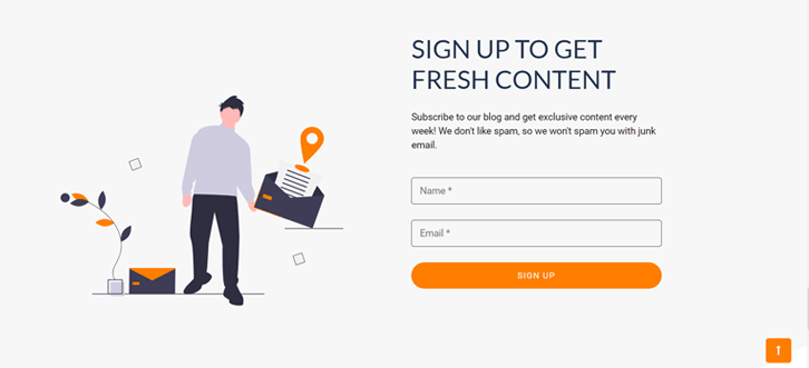 Beispiel für ein E-Mail-Anmeldeformular auf SiteSaga