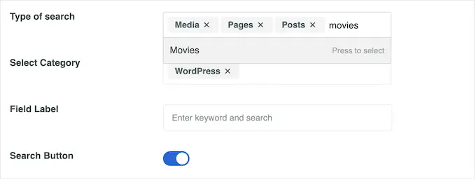 WordPress 검색 창 또는 양식에 사용자 정의 유형 추가 Adding custom types to a WordPress search bar or form