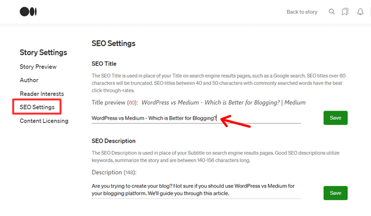 Setări SEO în Postarea medie