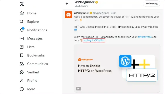 Aperçu de l'URL courte Short URL preview