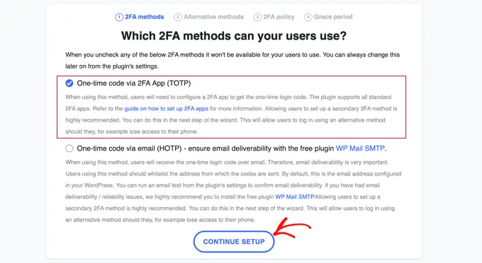 2FA 方式を選択する Choose 2FA method
