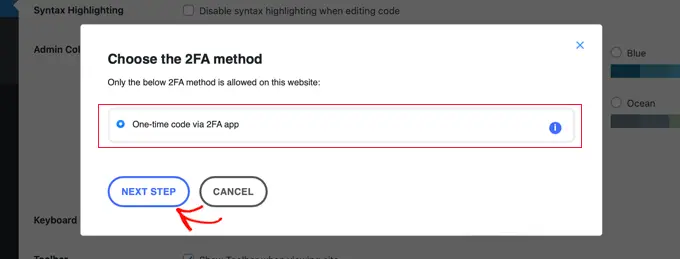 2FA 方式を選択する Choose the 2FA Method