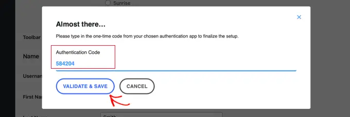 ワンタイムトークンを入力して検証する Type the One-Time Token and Validate