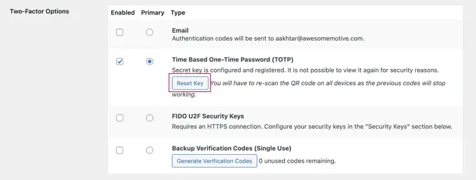 秘密鍵が設定されています Secret keys configured