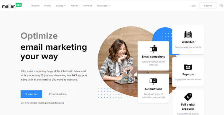 Outil de marketing par e-mail MailerLite gratuit