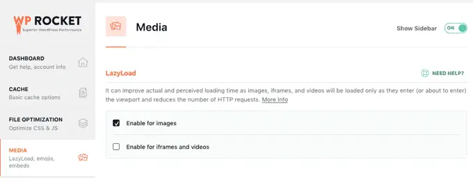 Activarea Lazyload în WP Rocket Enabling Lazyload in WP Rocket
