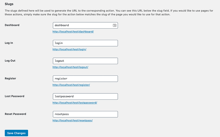 Configuração do TemaMyLogin