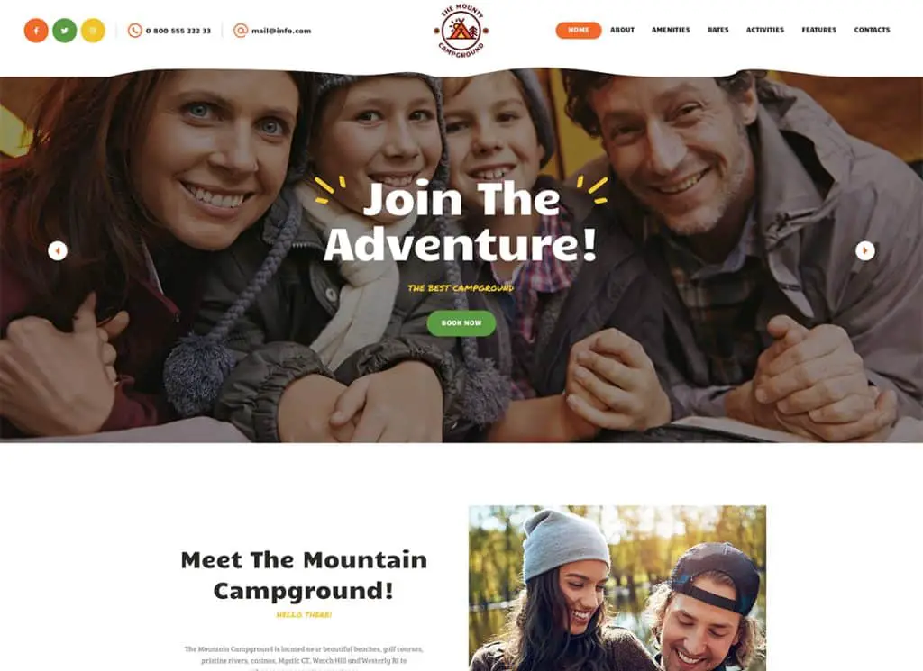 Gunung | Tema WordPress Perkemahan Mendaki & Berkemah Anak