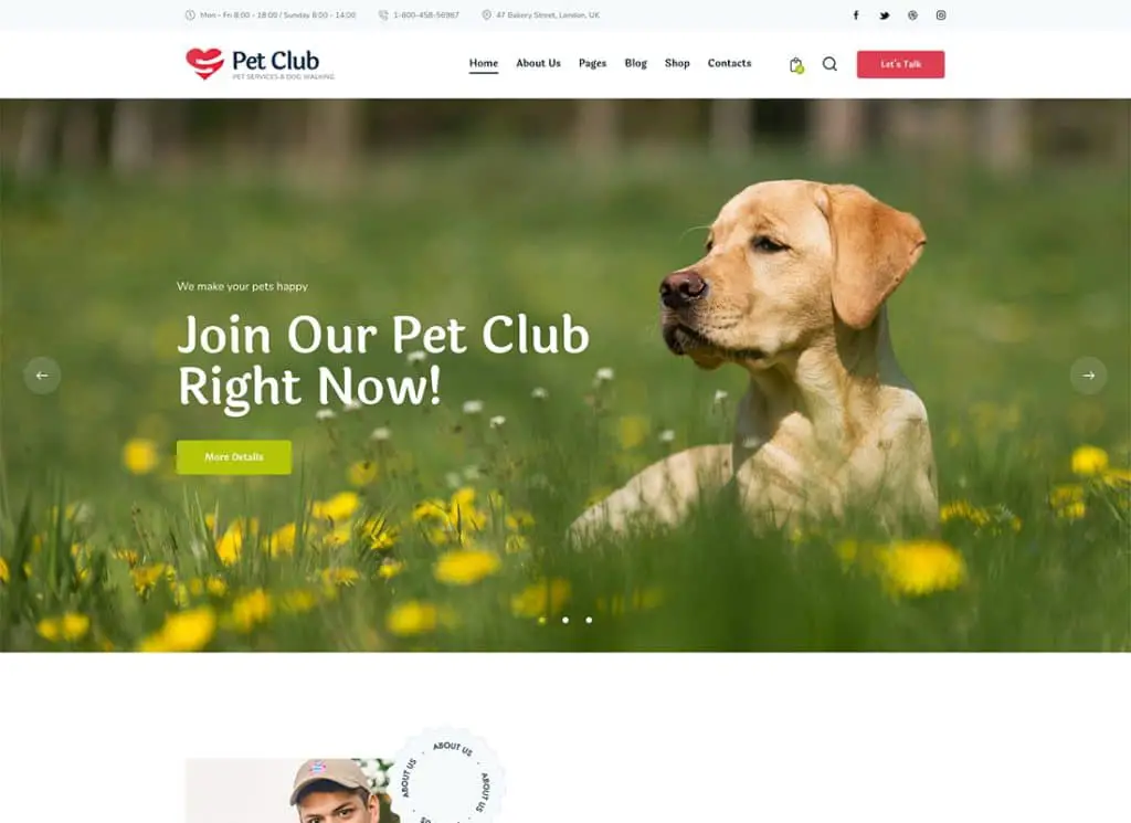 Pets Club - ร้านขายสัตว์เลี้ยงและธีม WordPress สัตวแพทย์เพาะพันธุ์