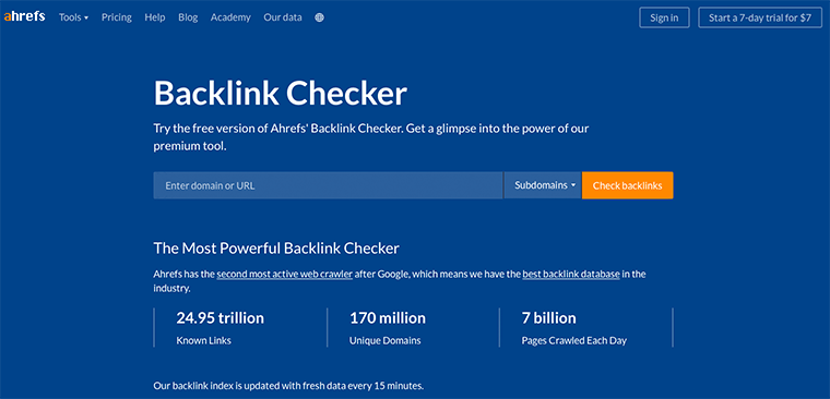 Vérificateur de backlink Ahrefs