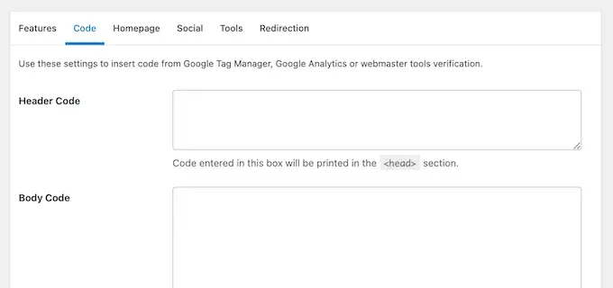 使用 SEO 插件将自定义代码添加到 WordPress 网站 Adding custom code to a WordPress website using an SEO plugin