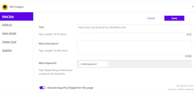 使用 SEO 插件预览 SERP 中的帖子 Previewing a post in the SERPs using an SEO plugin