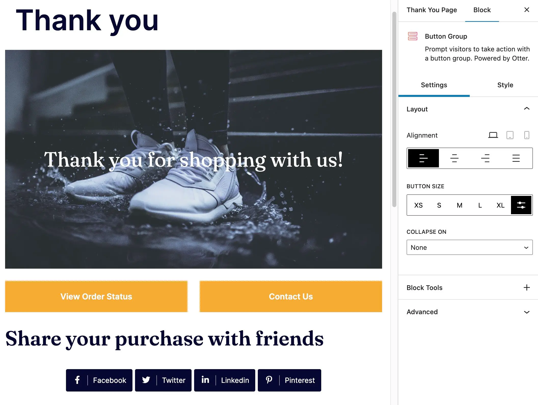 Halaman terima kasih WooCommerce kustom baru.